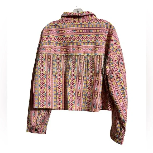 NEW Savanna Jane Jacket Womens Medium Aztec Corduroy Rhinestone Fringe Western - Picture 4 of 5